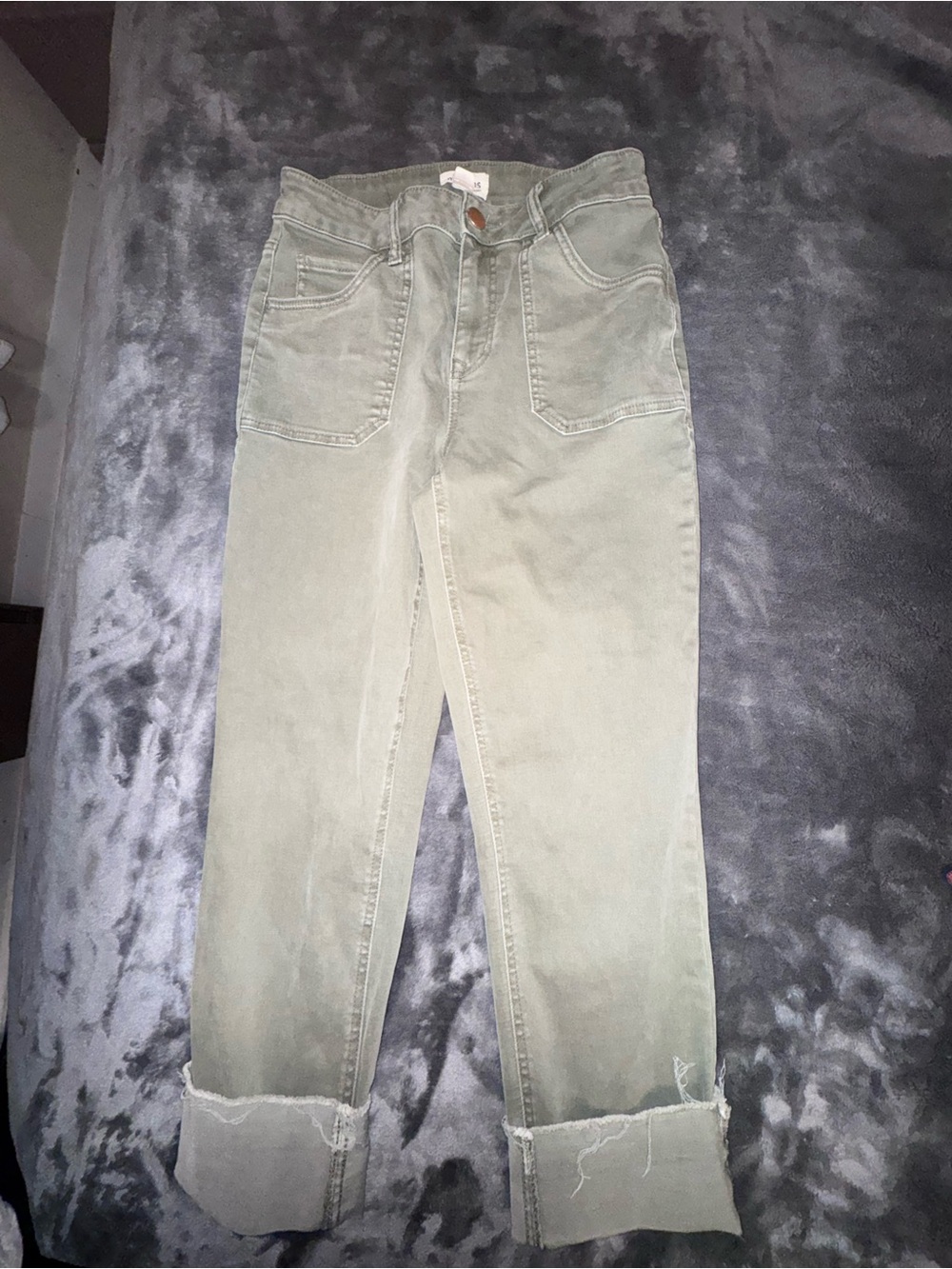 Maurices High-Rise Sage Green Straight Crop Jeans